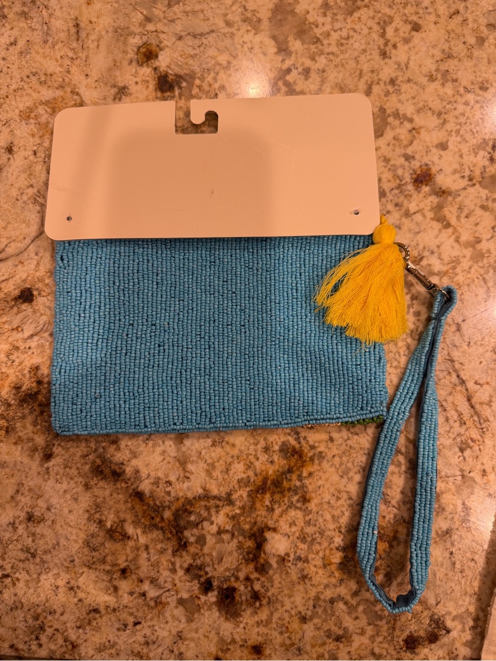 Beaded Beach Wristlet Pouch with Tassel - Picture 3 of 5